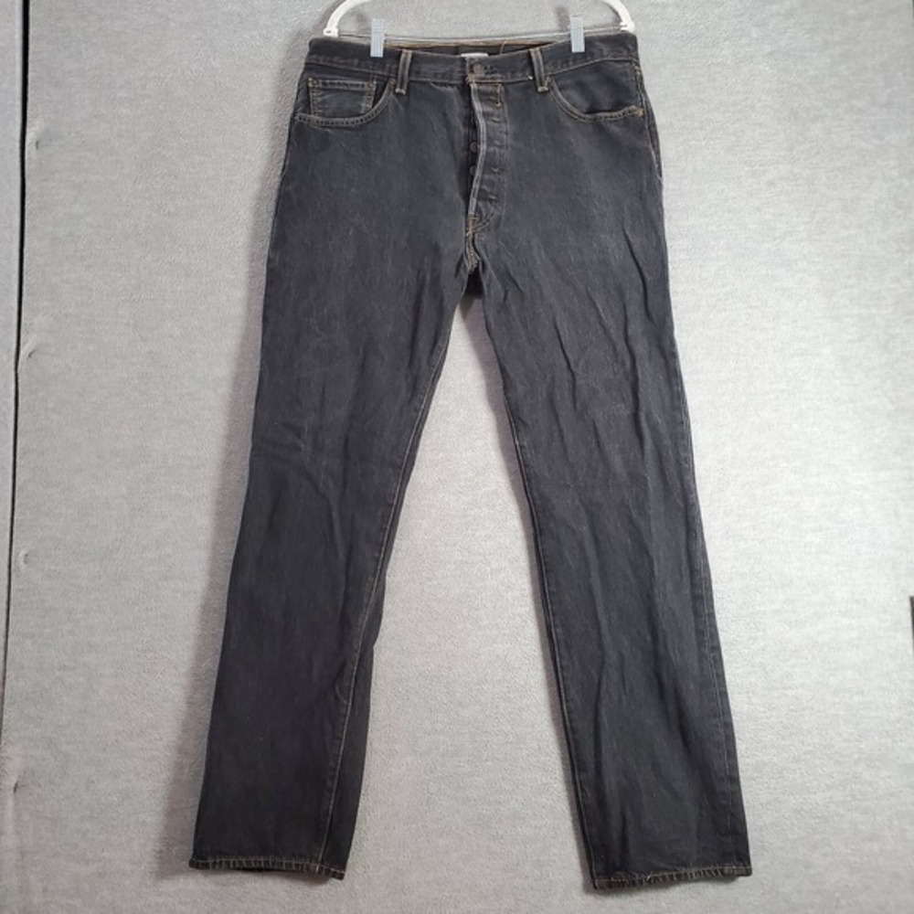 Levi's 501 Men Jeans 38x36 Gray Denim Button Fly Straight Pockets Actual 35x32